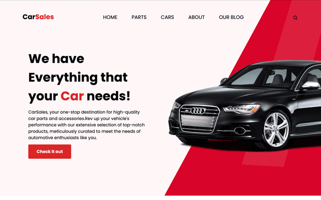 Car Parts & Dealership landing page